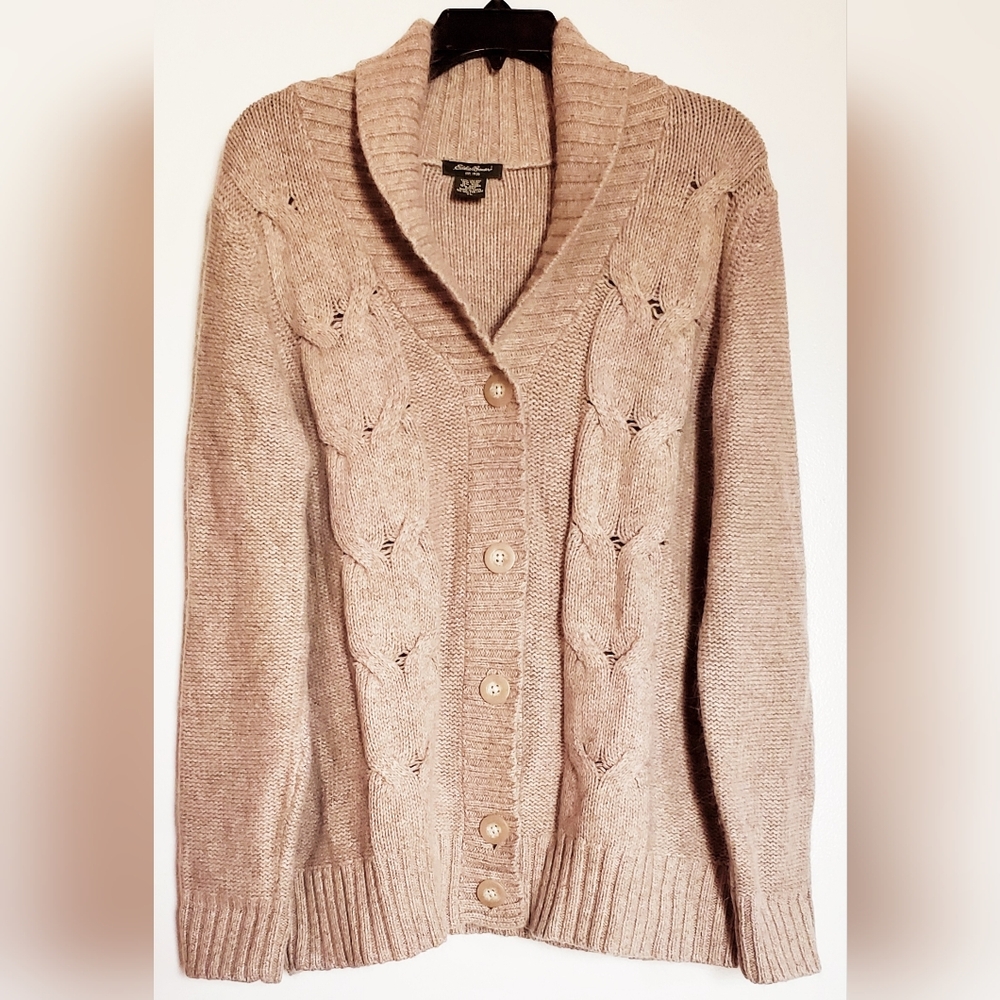 Eddie Bauer Beige Cable Knit Cardigan